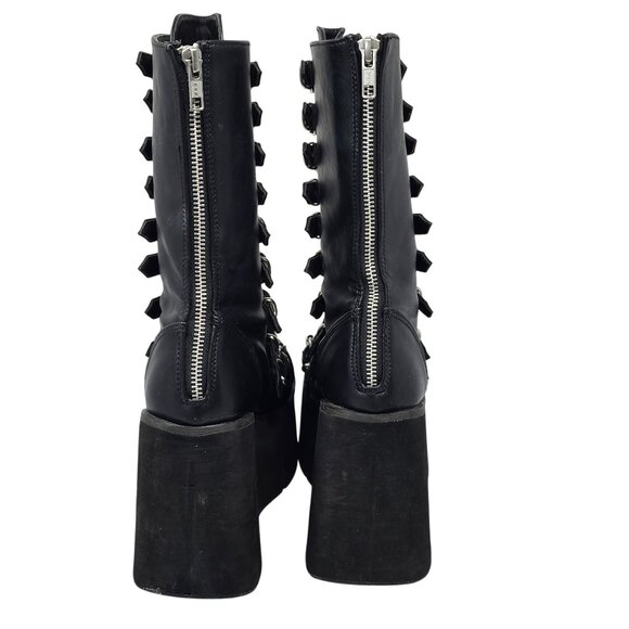 Women's Demonia Kera 50 Platform Gothic Boots With Heart Studded Straps, Size 5 - Picture 4 of 8